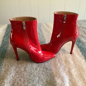 Azalea Wang red ankle boots leather size 6